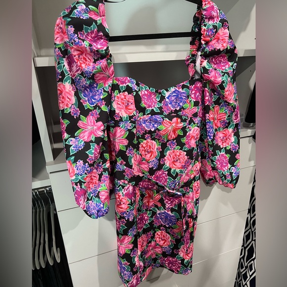 Zara colorful puff sleeve mini dress - Picture 2 of 4